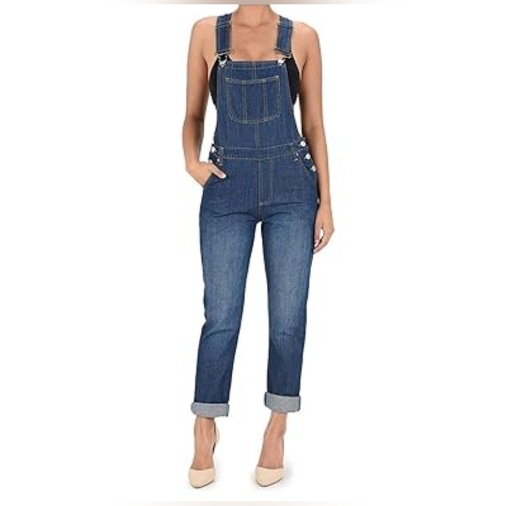 Women's Denim Bib Overalls Medium wash Relaxed Straight Leg Casual 1X